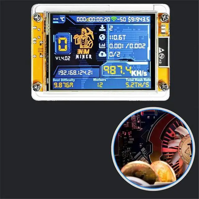 Alt view image 2 of 3 - 4X 987KH/S NMMiner NerdMiner+4 Slots Stand Upgraded Harshrate 2.8 Inch Display Bitcoin Crypto Solo Lottery Miner