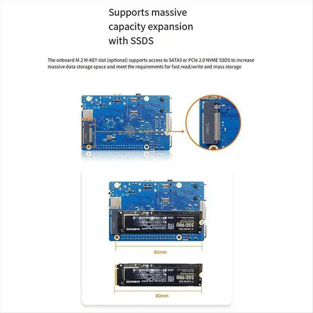 Alt view image 3 of 3 - Development Board Module for Orange Pi 3B Development Board Orange Pi 3B Quad Core RK3566 Support EMMC Module,RAM 4GB