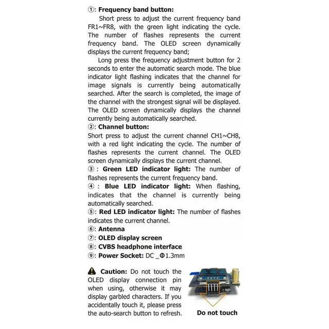 Alt view image 3 of 3 - VRX-75DF 6.1-7.2 GHz 64-Channel FPV Analog Video Receiver for FPV Drones Low Latency Diversity Video Receiving Module