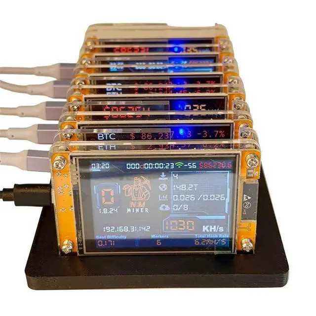 Alt view image 3 of 3 - 6X 1030KH/S NMMiner NerdMiner+6 Slots Stand Bitcoin Crypto Solo Miner 2.8 Inch Display Upgraded Harshrate Home BTC