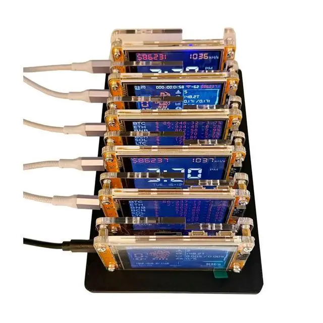 Alt view image 2 of 3 - 6X 1030KH/S NMMiner NerdMiner+6 Slots Stand Bitcoin Crypto Solo Miner 2.8 Inch Display Upgraded Harshrate Home BTC