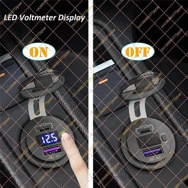 Alt view image 3 of 3 - Waterproof 36W Quick Charge 3.0 Type C PD USB Outlet Replacement with Power Switch for SUV Car