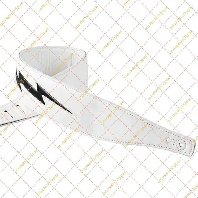 Alt view image 3 of 3 - Leather Guitar Strap with Lightning Pattern, Comfortable Acoustic Electric & Bass Guitar Strap