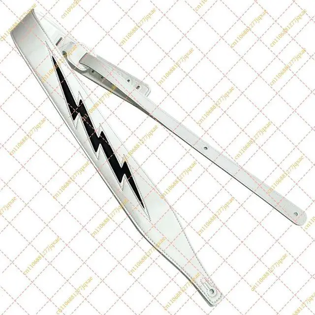 Main image of Leather Guitar Strap with Lightning Pattern, Comfortable Acoustic Electric & Bass Guitar Strap