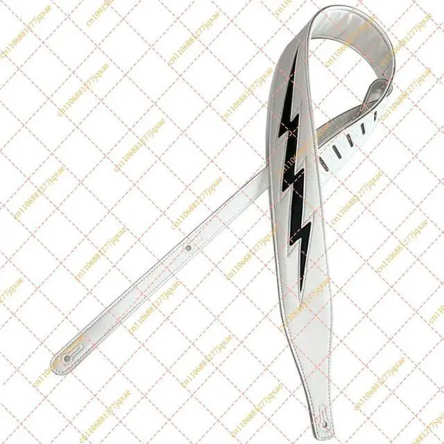 Alt view image 2 of 3 - Leather Guitar Strap with Lightning Pattern, Comfortable Acoustic Electric & Bass Guitar Strap