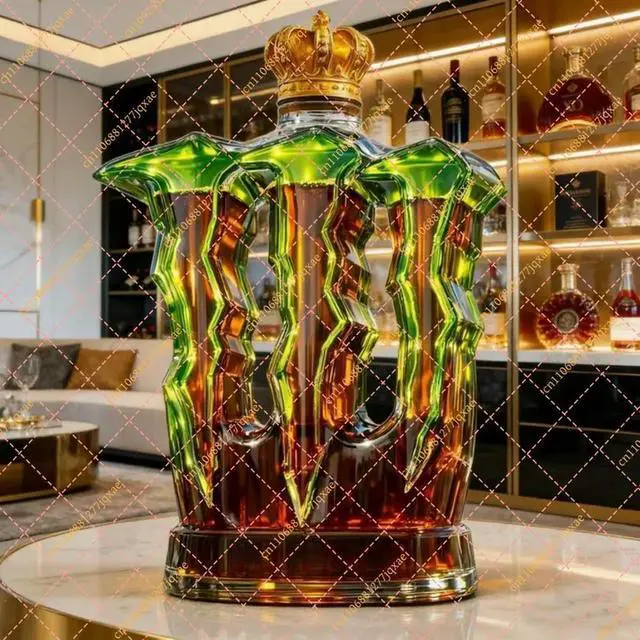 Alt view image 2 of 3 - Creative Crown Top Glass Bottle with Monster Claw Legs Novelty Whiskey Decanter Alcohol Container Bar Decor Gift