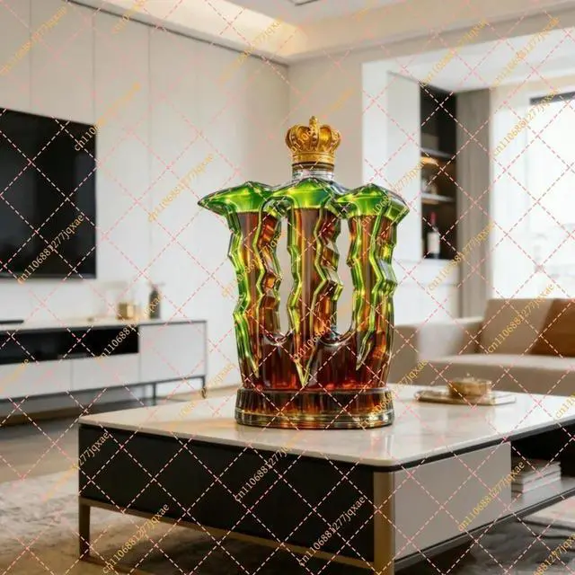 Alt view image 3 of 3 - Creative Crown Top Glass Bottle with Monster Claw Legs Novelty Whiskey Decanter Alcohol Container Bar Decor Gift