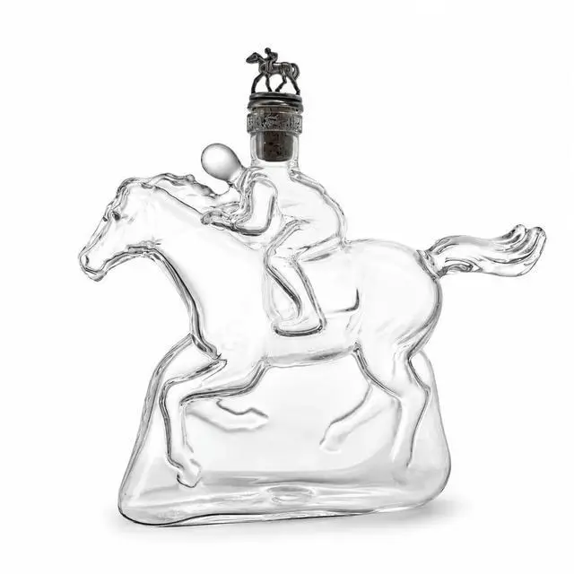 Main image of Racing Horse Jockey Glass Decanter Premium Crystal Liquor Bottle Whiskey Bar Decor Gift For Men