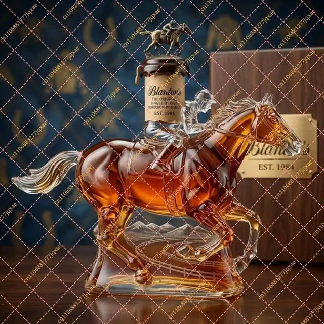 Alt view image 2 of 3 - Racing Horse Jockey Glass Decanter Premium Crystal Liquor Bottle Whiskey Bar Decor Gift For Men