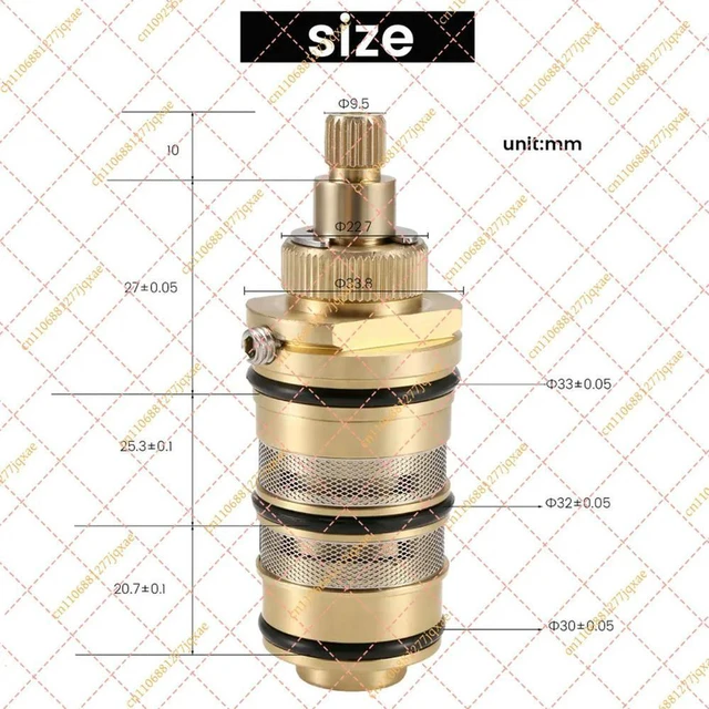 Main image of B44C Brass Thermostatic Cartridge, Shower Mixer Valve Repair Kit for Bathroom Water Temperature Control Faucet