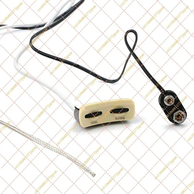 Alt view image 3 of 3 - Acoustic Guitar Piezo Pickup Kit, Endpin Jack with Volume & Tone Controls