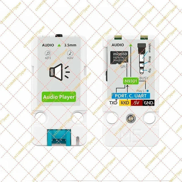 Alt view image 2 of 3 - M5Stack Unit AudioPlayer MP3/WAV Module, N9301 UART Decoder with MicroSD & 3.5mm Stereo Jack for STEAM Education