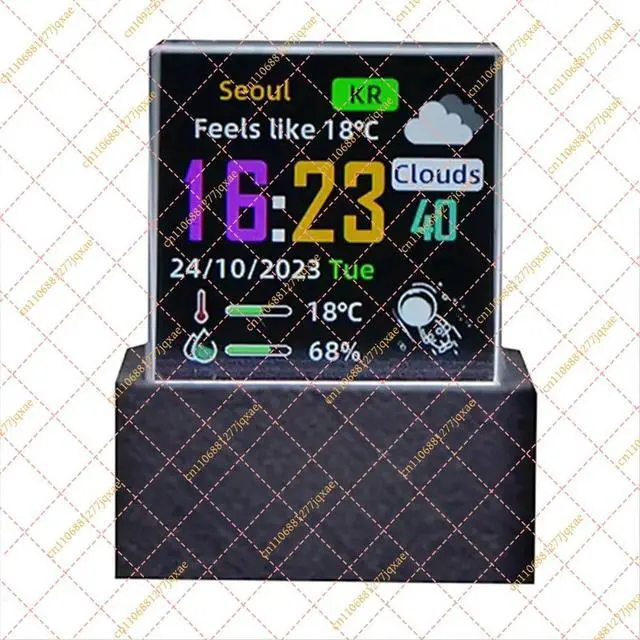 Alt view image 3 of 3 - for GeekMagic Crystal Cube Weather Station & Digital Clock, Holographic Desktop Photo Display with Custom GIFs