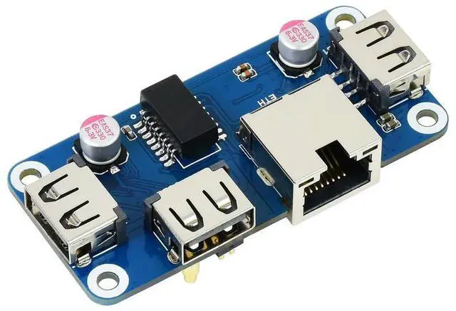 Main image of Ethernet / USB HUB HAT (B) for Raspberry Pi 5/4B/3B, 1x RJ45 Ethernet Port, for Raspberry Pi 5/4B/3B/Pi Zero/Zero W