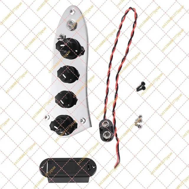 Main image of Universal 5-Knob Jazz Bass Control Plate, Pre-Wired Loaded Assembly for 4/5 String Bass Guitars
