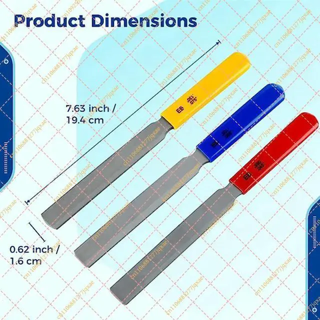 Alt view image 2 of 3 - 3-Piece Conical Guitar Nut File Set, Double Edge Wire Slotting Tool for Electric Guitar & Bass
