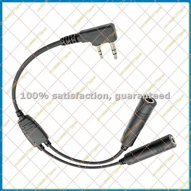 Main image of GA Dual Plugs Aviation Headset to 2-Pin Adapter Cable, Compatible for UV-5R 888S-ABHG Radio