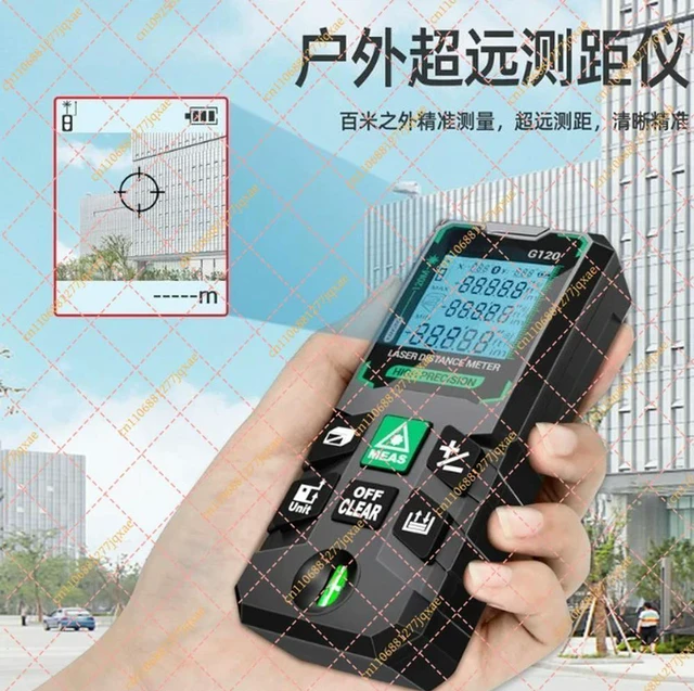 Alt view image 3 of 3 - 120M High Precision Green Light Laser Rangefinder, Outdoor Infrared Electronic Distance Measuring Ruler
