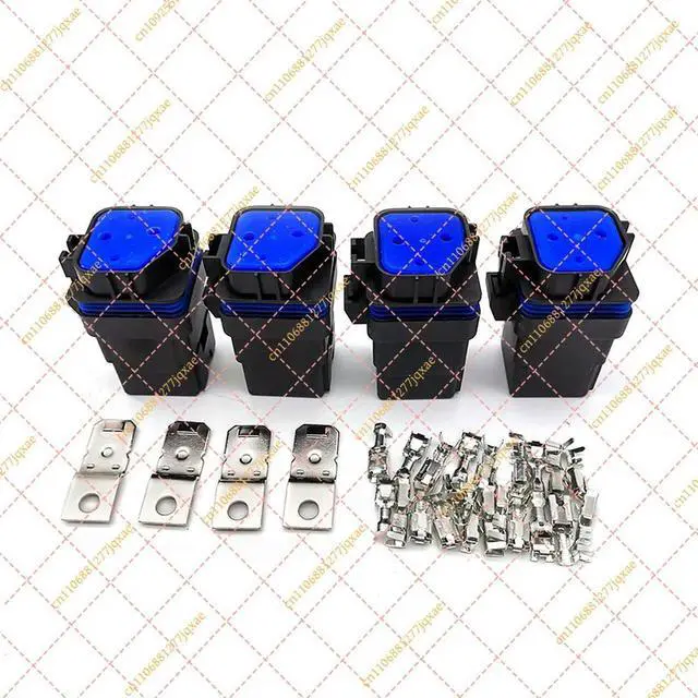Alt view image 2 of 3 - 4 Sets 12V 40A 5-Pin Waterproof Car Relay and Holder Socket with Terminals