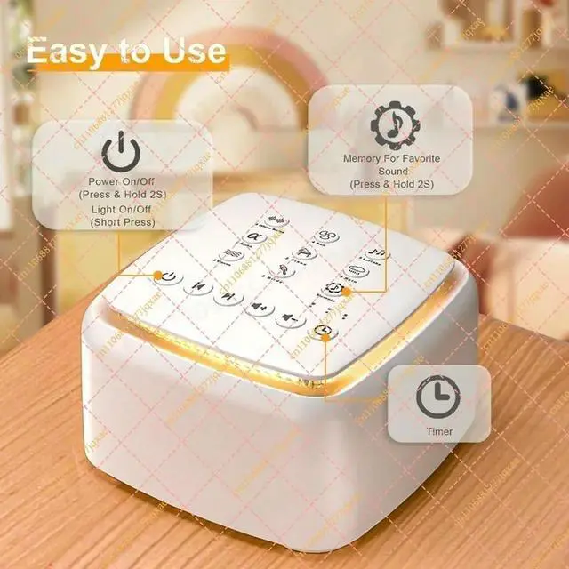 Alt view image 2 of 3 - Rechargeable White Noise Machine 30 Soothing Sounds Warm Light for Better Sleep