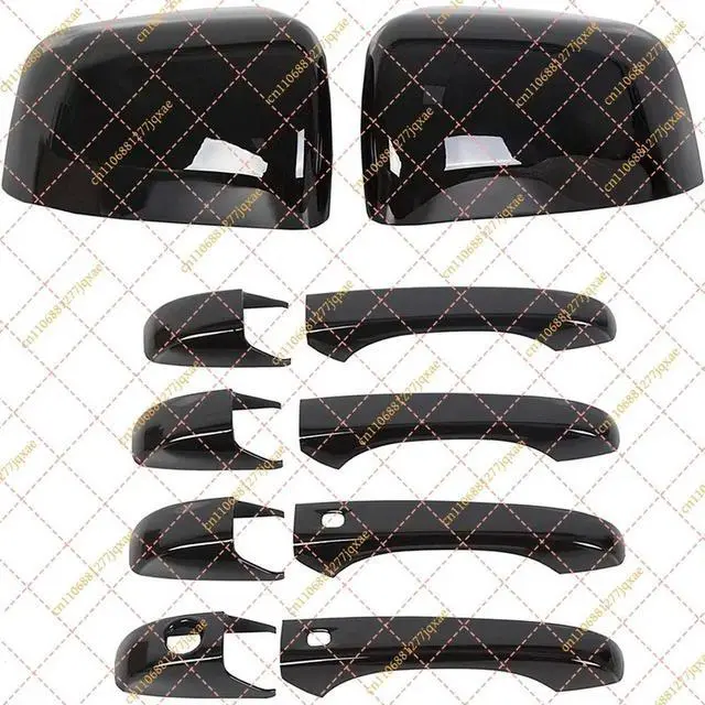 Alt view image 2 of 3 - Black Mirror & Door Handle Covers for Jeep Grand Cherokee Dodge Durango 2011-2020