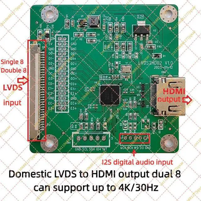 Alt view image 2 of 2 - Custom LVDS to HDMI Converter Module, 4K@30Hz Supported Video Signal Conversion Board for Custom Display Project