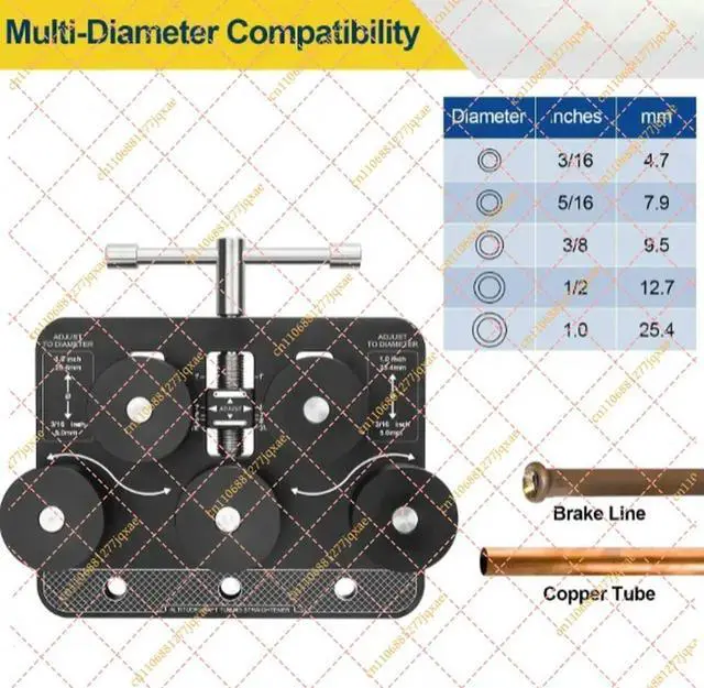 Main image of Adjustable Pipe & Brake Line Straightener, Auto Repair Tool for 3/16" to 1" Tubing