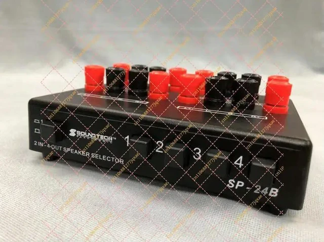 Alt view image 2 of 2 - 2x4 Speaker Selector Switch: Audio Amplifier Splitter with Banana Plug Terminals for Home Theater