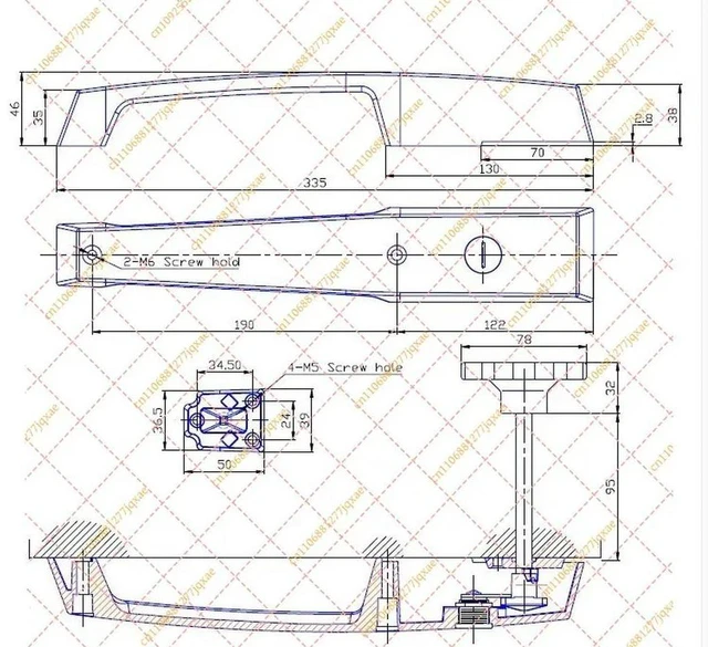Alt view image 2 of 3 - Flat Door Lock Handle CM-1210H for Cold Room, Freezer Replacement Parts