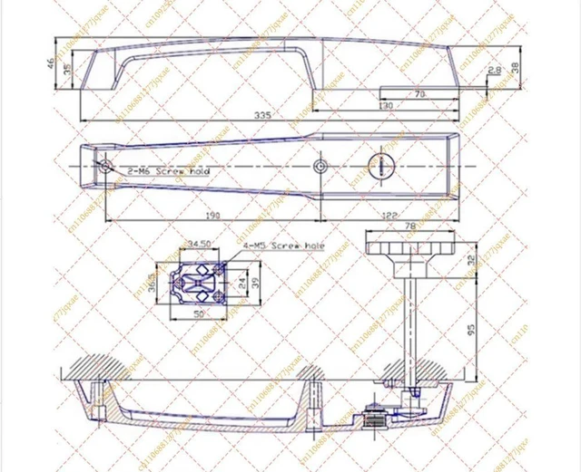 Alt view image 3 of 3 - Flat Door Lock Handle CM-1210H for Cold Room, Freezer Replacement Parts