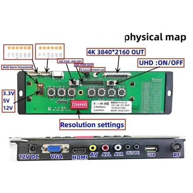 Alt view image 3 of 3 - for Screen Tester 7-110 LCD LED TV screen PC monitor 2K 4K HD FHD UHD Tester 1/2 partition TV Display Repair Tool 3840*2160 max