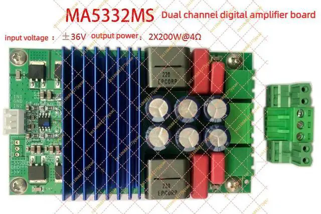 Alt view image 2 of 3 - 2×200W Dual Channel Class D Digital Power Amplifier Board, High Power HIFI Audio Amplifier Module