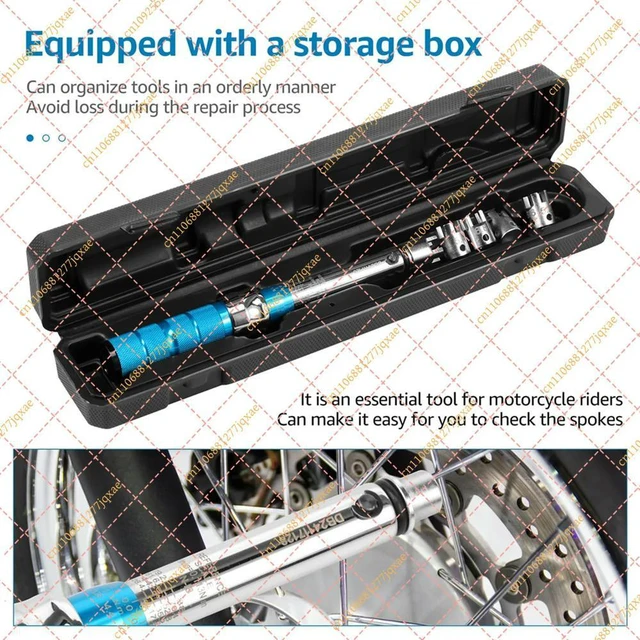 Alt view image 3 of 3 - B44C Motorcycle Spoke Torque Wrench Set, 2-10 Nm Steel Spoke Spanner (5.0-6.8mm) with Box