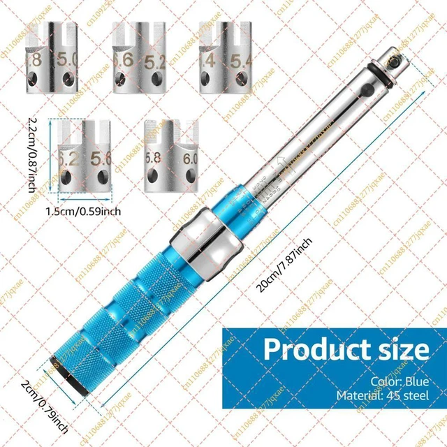 Main image of B44C Motorcycle Spoke Torque Wrench Set, 2-10 Nm Steel Spoke Spanner (5.0-6.8mm) with Box