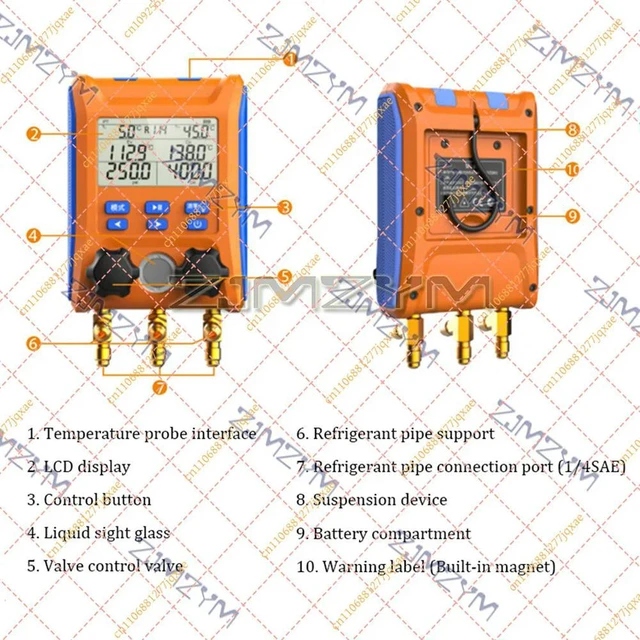 Alt view image 2 of 2 - Digital Manifold Gauge Set, HVAC AC Pressure Tester & Leak Detection Tool