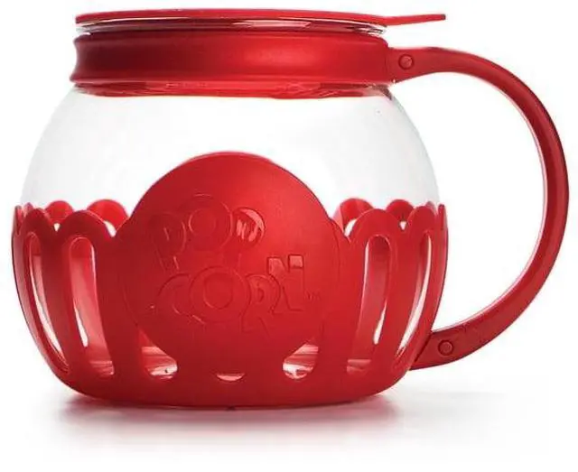 Alt view image 3 of 6 - Tasty Micro-Pop 1.5 qt Borosilicate Glass Microwave Popcorn Maker, Red
