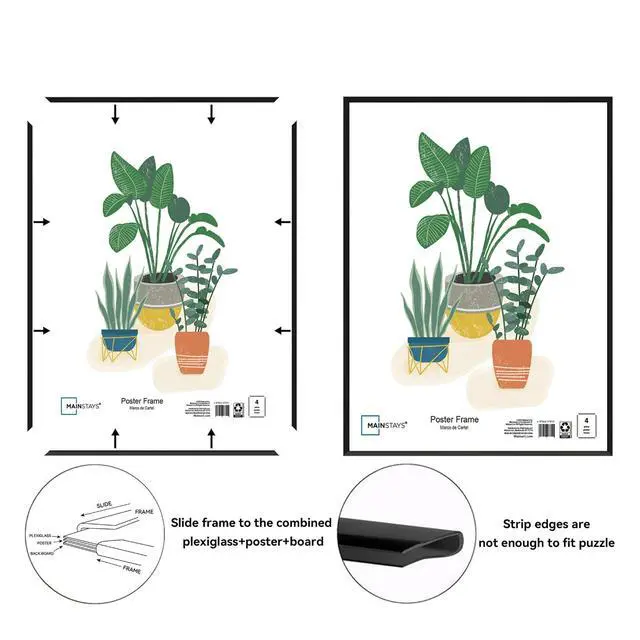 Alt view image 4 of 7 - Mainstays 27x40 Picture Frame Black Flat Profile Wall Photo Frame