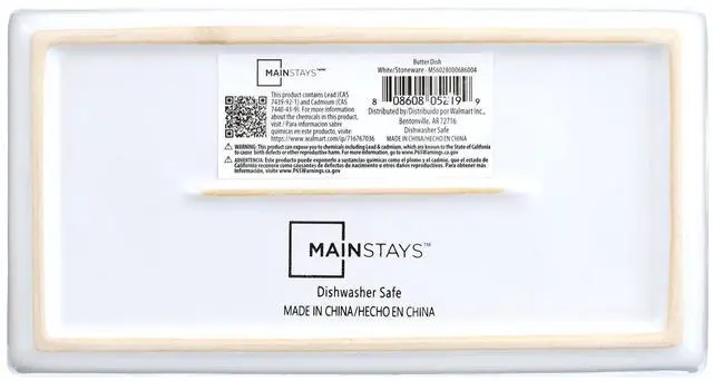 Alt view image 3 of 7 - Mainstays Stoneware Butter Dish with Lid, Ceramic Butter Holder for Kitchen Countertop Storage, White