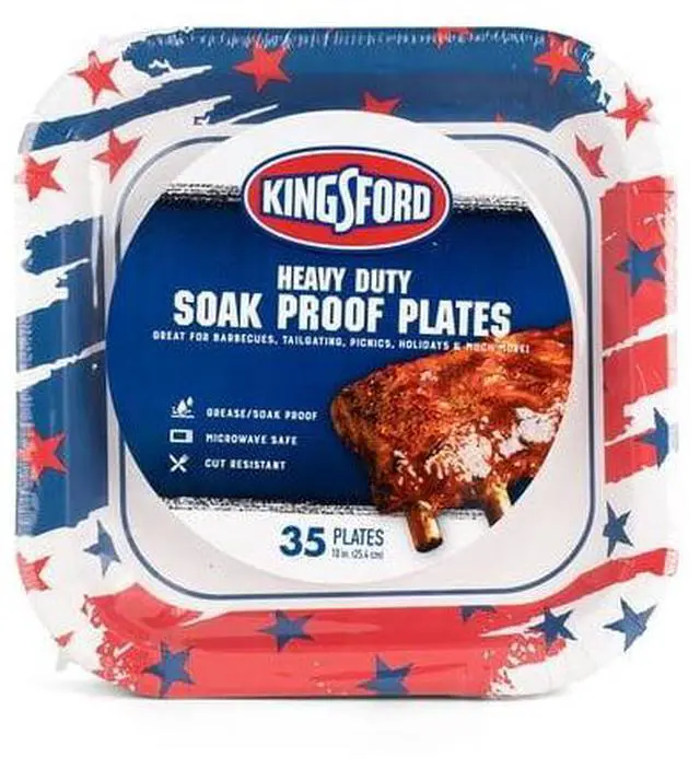 Main image of Kingsford 10" Heavy Duty Soak Proof Americana Square Paper Plates 35ct