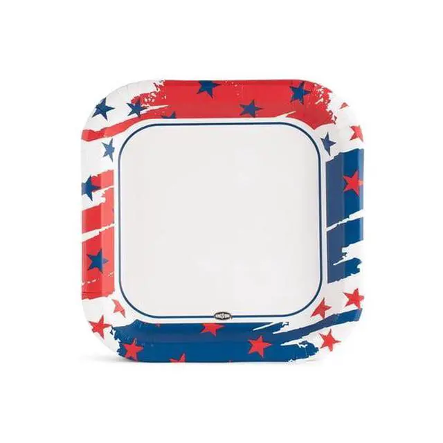 Alt view image 4 of 4 - Kingsford 10" Heavy Duty Soak Proof Americana Square Paper Plates 35ct