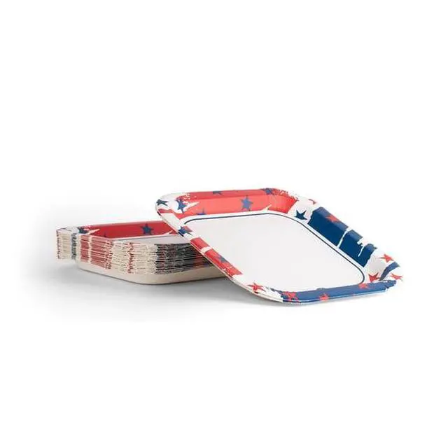 Alt view image 3 of 4 - Kingsford 10" Heavy Duty Soak Proof Americana Square Paper Plates 35ct