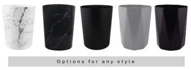 Alt view image 3 of 5 - Mainstays Bathroom Trash Can, 5 Gallon Small Plastic Garbage Bin with No Lid, Black Marble