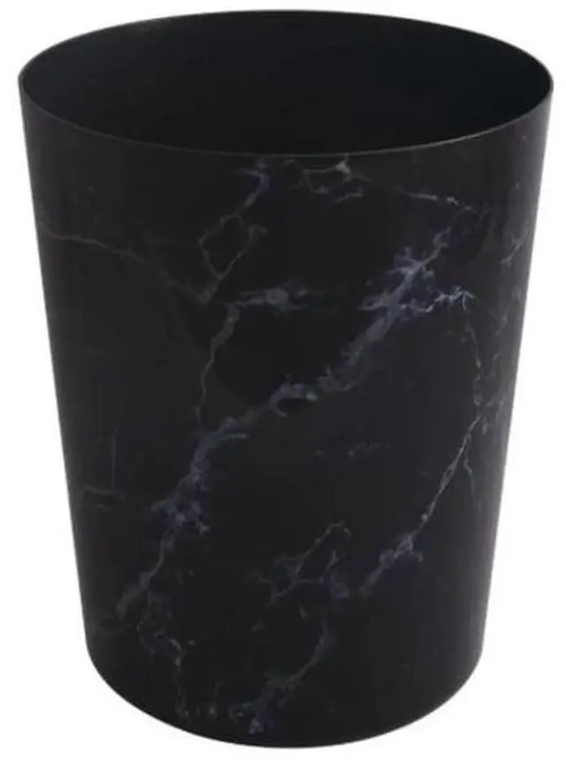 Main image of Mainstays Bathroom Trash Can, 5 Gallon Small Plastic Garbage Bin with No Lid, Black Marble