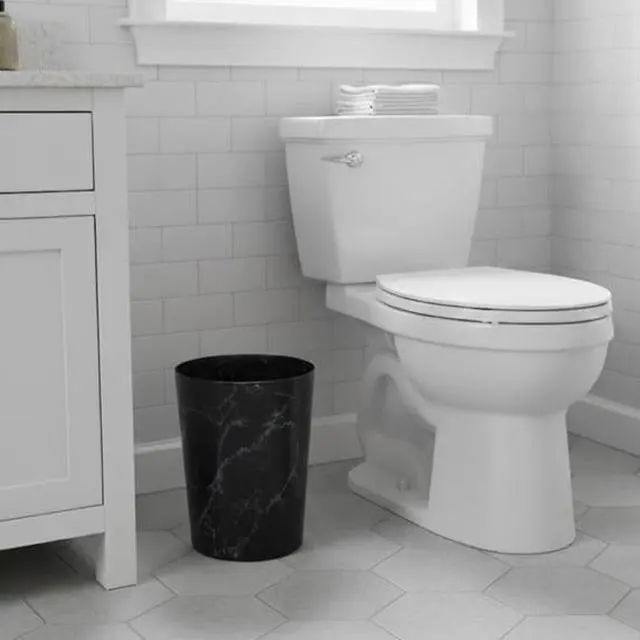 Alt view image 5 of 5 - Mainstays Bathroom Trash Can, 5 Gallon Small Plastic Garbage Bin with No Lid, Black Marble