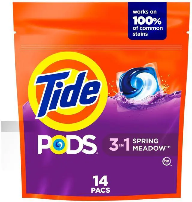 Main image of Tide PODs Laundry Detergent, 14 Count, Spring Meadow Scent, 3-in-1 Stain Remover, Odor Fighter, Color Protector, Concentrated Laundry Soap Pacs