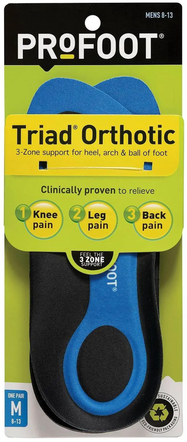 Main image of PROFOOT Triad Orthotic Insoles for Knee, Leg & Back Pain, Men's 8-13, 1 Pair