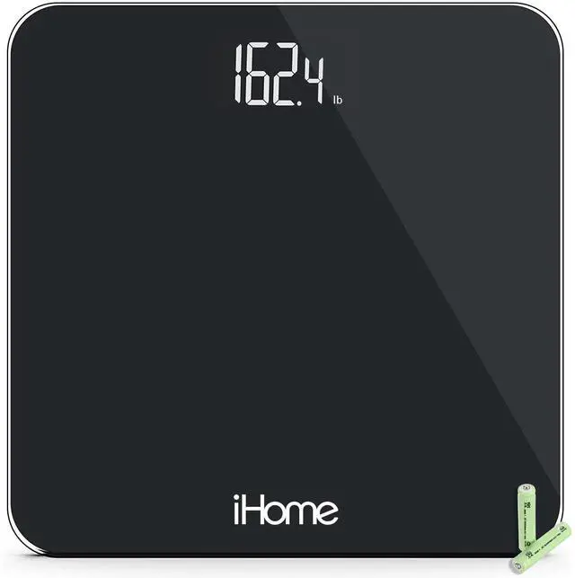 Main image of iHome Digital Battery Powered Bathroom Scale with Fit+ Personal Coach App, FSA and HSA Eligible, Black, 397 lbs Capacity