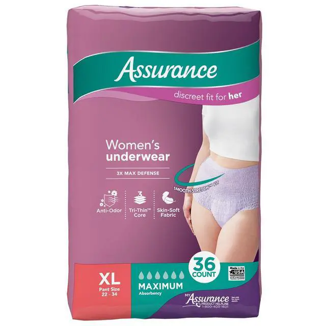 Alt view image 4 of 7 - Assurance Women's Incontinence and Postpartum Underwear, XL , Maximum Absorbency, 36 Count