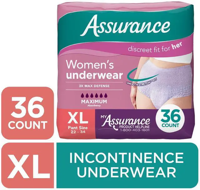 Main image of Assurance Women's Incontinence and Postpartum Underwear, XL , Maximum Absorbency, 36 Count