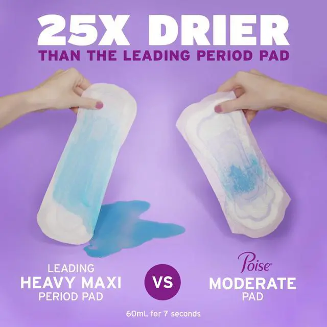 Alt view image 2 of 7 - Poise Incontinence Pads for Women, 3 Drop Light Absorbency, Long Length, 24 Count
